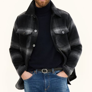 Hot Selling Men Shacket Front <b>Covered</b> <b>Button</b> Closure Relaxed Fit Soft Fabric Long Sleeve Windproof Fashion Outerwear for Winters - Product Image 1