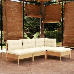 Conjunto de Muebles de Jardín de Madera de Pino Maciza con Tela 100% Poliéster - Product Image 1