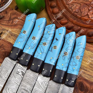 Couteaux à steak professionnels en acier Damas fait main, motif torsadé, lame pleine longueur, ultra-affûtés 58 HRC, pour usage quotidien, cuisine et barbecue - Product Image 4