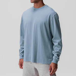 เสื้อยืดแขนยาวผู้ชาย สีขาว ผ้าฝ้าย ทรงปกติ คอกลม ลำลอง ผ้าเจอร์ซีย์ถัก ระบายอากาศได้ดี สีพื้น ดีไซน์เรียบง่าย - Product Image 6