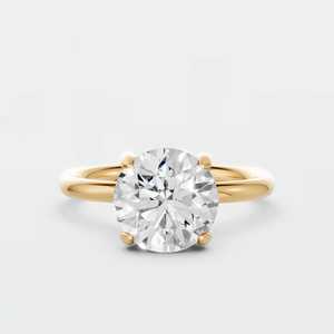 Bague de fiançailles classique en or plaqué avec diamant de laboratoire solitaire, taille brillant rond, couleur D, pour femme - Product Image 1