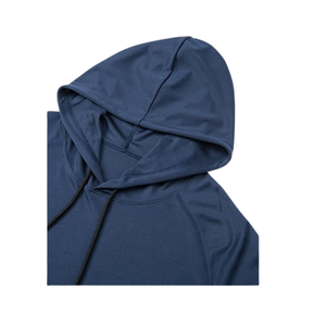 Men's Navy <b>Blue</b> Hooded Long Sleeve Raglan Sweatshirt Slim Fit Quick Dry Knitted Sporty Style Autumn Wear - Product Image 5