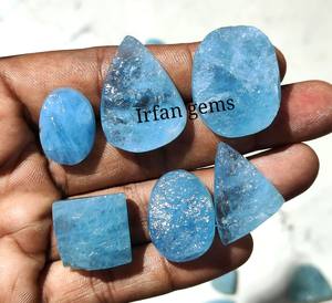 100% aguamarina Natural Druzy cabujón de alta calidad aguamarina cristal piedras preciosas sueltas anillos colgantes joyería fabricación lote de piedras - Product Image 1