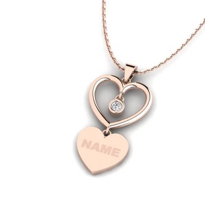 Colgante de Corazón de Plata 925 con Moissanita y Dije de Diamante, Joyería Romántica Personalizada con Nombre para Mujer - Product Image 3
