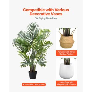Set di 2 Palme Areca Artificiali da 120 cm con Protezione Anti-UV, Bianche, in Vaso Alto, Pianta Finta da Pavimento in Seta, Grande Albero Decorativo - Product Image 5