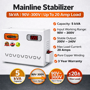 MuscleGrid Heavy-Duty 5KVA Digital Automatic Uninterruptible Power Supply (<b>UPS</b>) Mainline Voltage Stabilizer 90V-300V Range 20A - Product Image 4