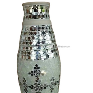 Maceta de ágata de vidrio de mosaico antiguo hermosas artesanías de piedra semipreciosa talladas en arte grabado y piedras preciosas coleccionables - Product Image 1