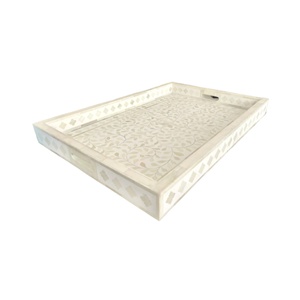 Modern Luxury Customized Resin Inlay Rectangular Serving Tray Handmade Wooden Decorative Platter Dining Table Desk <b>Bedding</b> - Product Image 1