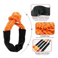 Cordon de remorquage souple avec crochet en U et boucle de sauvetage en forme de tête de taureau – Polymère polyéthylène Orange/Noir