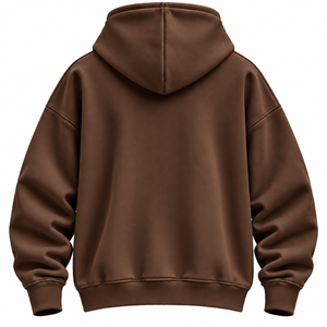 Sweat à capuche pour homme personnalisé en coton molletonné 100% avec poche kangourou, couleur marron chocolat, 450 GSM, impression personnalisée, qualité supérieure - Product Image 2