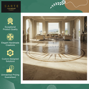 Médaillon de sol en marbre de luxe fait main, antidérapant, pour entrée, hall d'entrée, extérieur ou salle de bain - Product Image 6