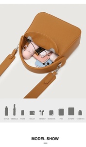 Sac à main pour filles en cuir PU, style minimaliste, sangle à chaîne détachable, fermeture à glissière, antivol, couleur beige, couleurs personnalisables - Product Image 3