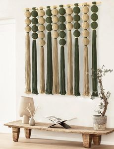 Green Macrame <b>Wall</b> Hanging Macrame <b>Wall</b> <b>Decor</b> Black and White Sphericity Cotton Textile <b>Wall</b> Hanging - Product Image 2