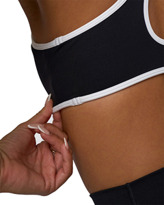 Women's Black Sports <b>Bra</b> With White Contrast Binding Deep V-<b>Neck</b> <b>Halter</b> Yoga Fitness <b>Bra</b> Medium Support Breathable Seamless - Product Image 5