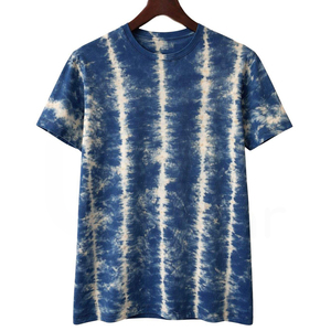 Camiseta de Manga Corta con Cuello Redondo y Estampado Tie-Dye para Hombre, Informal, Tejida, con Patrón de Arcoíris, Corte Regular, Transpirable, 100% Algodón - Product Image 1