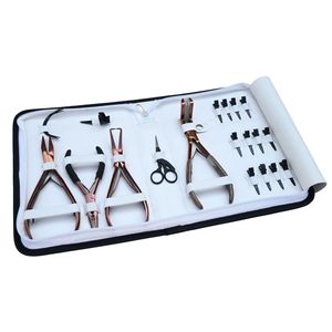 Kit de herramientas profesionales para extensiones de cabello: Alicates para crimpado de microperlas, Alicates para extensiones de cinta, Removedor de microperlas, Alicates de tres orificios, Tijeras y Clips - Product Image 1