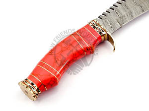 New Edition Customizable Damascus Steel Bowie Hunting <b>Knife</b> w/Red Stone Brass Handle Fixed Blade Camping <b>Knife</b> Survival <b>Knife</b> - Product Image 4