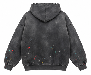 เสื้อฮู้ดดี้ทรงโอเวอร์ไซส์แบบสั่งทำพิเศษ ลวดลาย Mineral Wash พร้อมโลโก้แบบติดหมุด ลายสาดสี ผ้าฟลีซหนานุ่ม สไตล์สตรีทแวร์ แบบสวมหัว รับผลิตแบบ OEM และ Private Label - Product Image 4