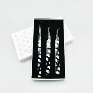 Nouvelles pinces à épiler en acier inoxydable noir en vrac, à pointe lisse texturée, pour papier, extensions de cils et soins personnels - Product Image 1