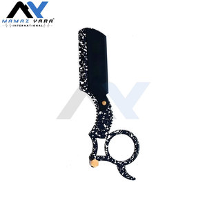 Navaja de afeitar de filo recto para hombre con mango de inserción para el dedo, la mejor para barbería, de grafito negro con revestimiento de papel, para aseo personal - Product Image 3