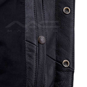 Classic Leather <b>Vest</b> Durable Sleeveless Outerwear Smooth Texture Front Pocket Design Button Fastening Wholesale Production - Product Image 4