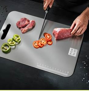 Planche à découper en acier inoxydable antirouille, surface de découpe robuste et durable avec poignée pour la préparation de la viande et des légumes, usage domestique - Product Image 4