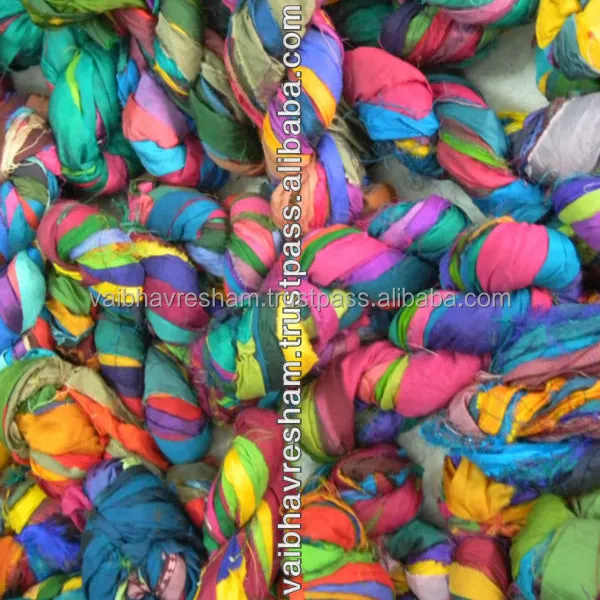 Fita de seda do sari recycled para a tricô, lojas de fios de artesanato
