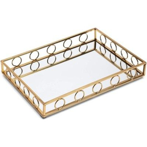 High Quality Metal Gold <b>Mirror</b> Rectangle Serving <b>Tray</b> Storage Organizer For Bathroom Jewelry Perfume Or Home Decor Accent - Product Image 1