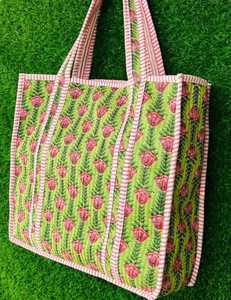 Ensemble de sacs fourre-tout en coton brodés style bohème floral, 10 à 100 pièces, motif matelassé, grande capacité, avec fermeture éclair, pour voyage, mode et shopping - Product Image 3
