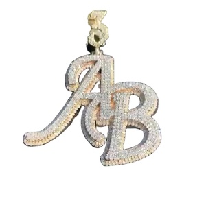 Moissanite <b>Letter</b> Pendant 925 Sterling Silver Men's Hip Hop <b>Letter</b> Pendant & Other Diamond Jewellery - Product Image 1
