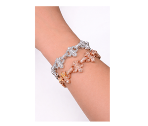 Bracelet en moissanite ronde taille brillant argenté, motif floral multicolore, bijoux de luxe étincelants, cadeau élégant pour femme - Product Image 5