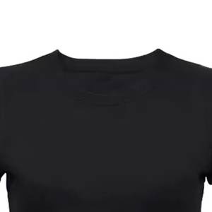 Camisetas de algodón y poliéster negras para mujer, al por mayor, con logotipo personalizado, de alta calidad, para verano, estilo urbano, modernas y transpirables, para chicas. - Product Image 5