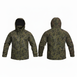 Heavy Weight Custom Waterproof Windproof Hooded Camouflage Jacket Outdoor Casual Lightweight Utility Coat with Full <b>Zip</b> Design - Product Image 3