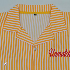 Camicia Casual da Uomo Gialla a Righe con <span class=keywords><strong>Mezze</strong></span> <span class=keywords><strong>Maniche</strong></span>, Design Sublimato, Vestibilità Regolare, Traspirante, con Logo Ricamato sul Davanti - Product Image 5