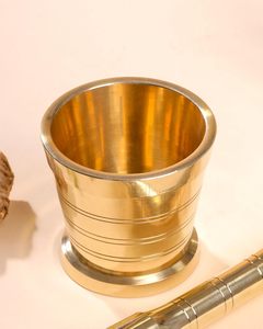 Pure Brass Mortar and Pestle Set Handmade Spice <b>Grinder</b> <b>Herb</b> Crusher Traditional Kitchen Masher for <b>Herbs</b> Spices - Product Image 2
