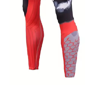 Men <b>Compression</b> <b>Leggings</b> Full Length Red Black Character Print Spandex Polyester Elastic Waistband - Product Image 4