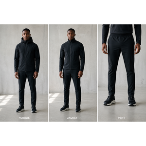 OEM Men's Performance Hooded Jacket and Pants <b>Set</b> Recycled Nylon Elastane Water Repellent Stretch Woven Tracksuit - Product Image 6