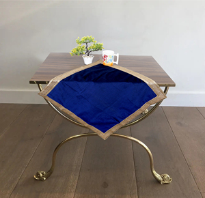 Mantel Cuadrado de Terciopelo Azul con Estampado, Paño de Altar, Tapete para Tarot, Textil para el Hogar, 24 Pulgadas, Decoración del Hogar por Indian Consigners - Product Image 3