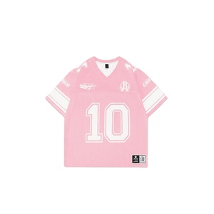Camiseta Deportiva Casual de Fútbol Americano para Hombre, Color Rosa, Cuello en V, con Número Personalizado, Impresión por Transferencia de Calor, Talla Grande, para Invierno - Product Image 1