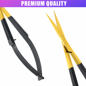 Black & Gold Stainless Steel Manicure <b>Scissors</b> Curved Blade Sharp Tip Durable Steel Handle Right-Handed <b>Nail</b> Art <b>Nail</b> Care Tool - Product Image 2