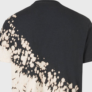 T-shirt à manches courtes tie-dye pour homme 2026, style décontracté avec motif à pois, tissu tissé, couleur noir et crème - Product Image 5