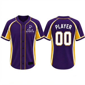 Maillots de baseball d'été personnalisés de qualité supérieure, imprimés par sublimation, à manches courtes, en tissu respirant et antibactérien, personnalisables - Product Image 1