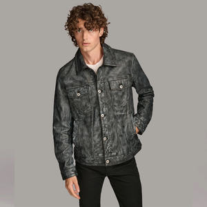 Blouson de travail personnalisé pour homme, style motard, en cuir, avec fermeture éclair, vente en gros, blouson rétro en cuir pour homme - Product Image 2
