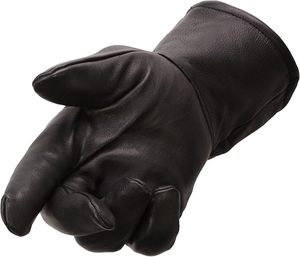 Gants en cuir pour hommes en peau de daim noire OU gants à manchettes doublés thermiquement - Product Image 3