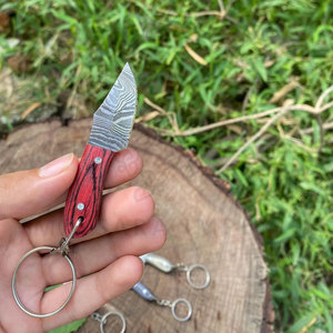 Cuchillo de bolsillo forjado a mano, llavero de acero de Damasco, cuchillo plegable, llaveros de joyería - Product Image 2