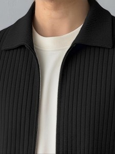 Cardigan décontracté pour homme à col mandarin et fermeture éclair, automne, anti-boulochage, anti-plis, respirant, séchage rapide, coupe classique, couleur unie - Product Image 2