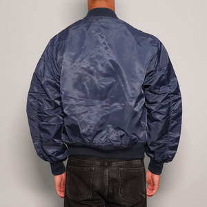 Blouson bomber bleu marine pour homme, couleur unie, fermeture éclair, style décontracté, extérieur en polyester, coupe classique, pour l'automne - Product Image 4