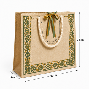 Bolsa de Playa de Yute Natural, 300 GSM, Laminación Interior de PP, 32x34x14 cm, Asa de Cuerda Blanca, Impresión en Dos Colores, Logotipo Personalizado, Venta al Por Mayor - Product Image 5
