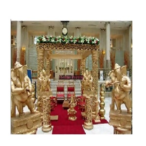 Golden <b>Decorative</b> Wedding Mandap at Low Price Indian Wedding Ceremony Round Gold Mandap Exclusive Gold Finish Fiber Mandap USA - Product Image 1