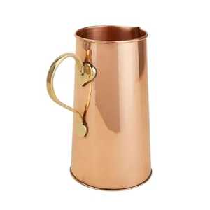 Lidded Pure Copper Water Jug Handcrafted Metal <b>Beverage</b> <b>Dispenser</b> Server Table Drinkware Pot - Product Image 2